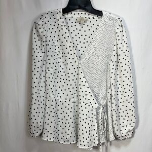 🏁 LOFT wrap peplum Polka Dots blouse